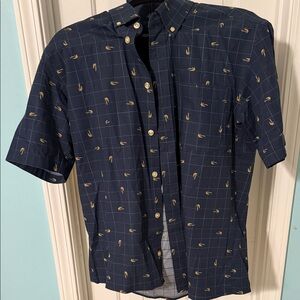 Navy Blue Men's Shirt with Pattern